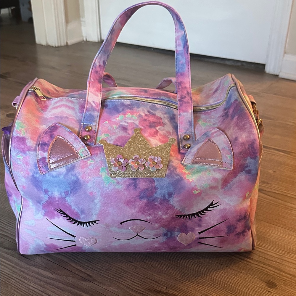 Colorful Cat Face Overnight Bag with Crown